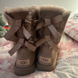 UGG Tan Boots with Ribbon Accents